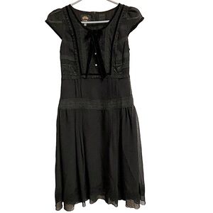 Cilvia New York Cap Sleeve Midi Dress Black, Lace, Velvet, Whimsigoth, Fairy S